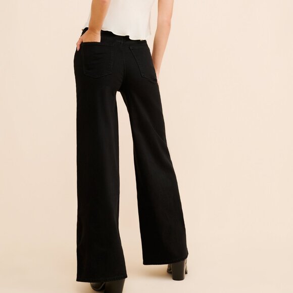 Like NEW DL1961 Hepburn Wide Leg High Rise Vintage Jeans Black Sz 30 $208 Anthro - Picture 1 of 6